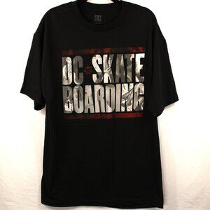 Vintage Y2K DC Shoes Logo Graphic Men's Front Screenprint Black T-Shirt XL SK8R